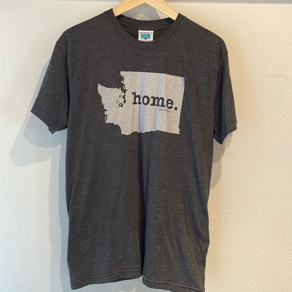 The Home T Washington State Home Logo Tshirt, Charcoal. Unisex, Size M